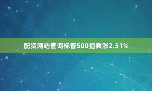 配资网站查询标普500指数涨2.51%