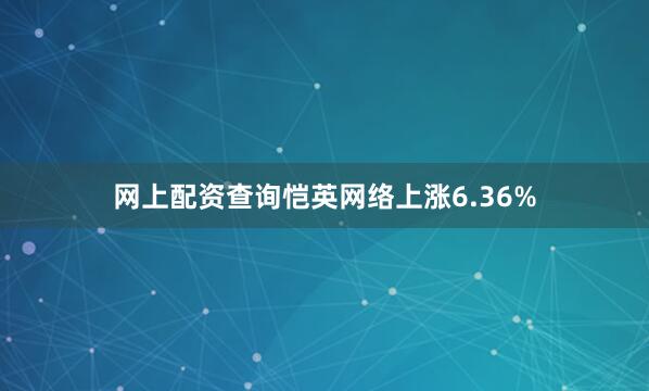 网上配资查询恺英网络上涨6.36%