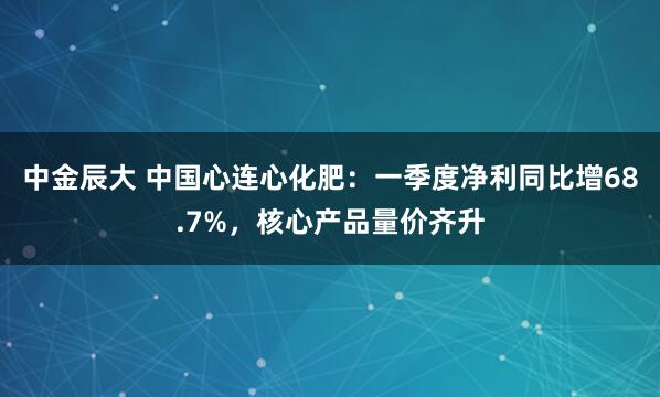 中金辰大 中国心连心化肥：一季度净利同比增68.7%，核心产品量价齐升